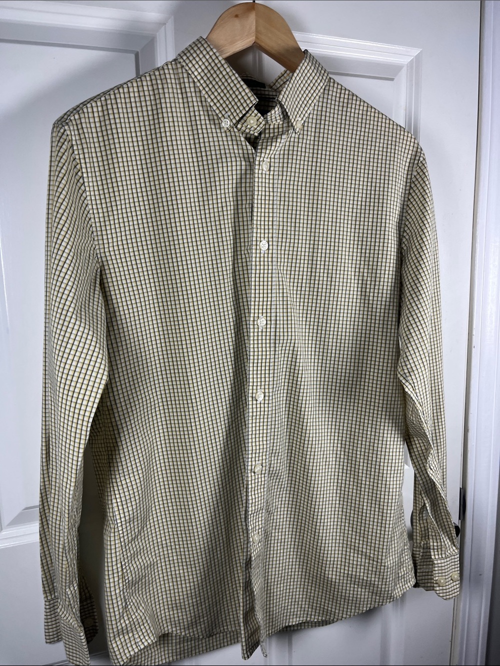 Banana Republic Plaid Slim Fit Performance check Button Down shirt stretch med